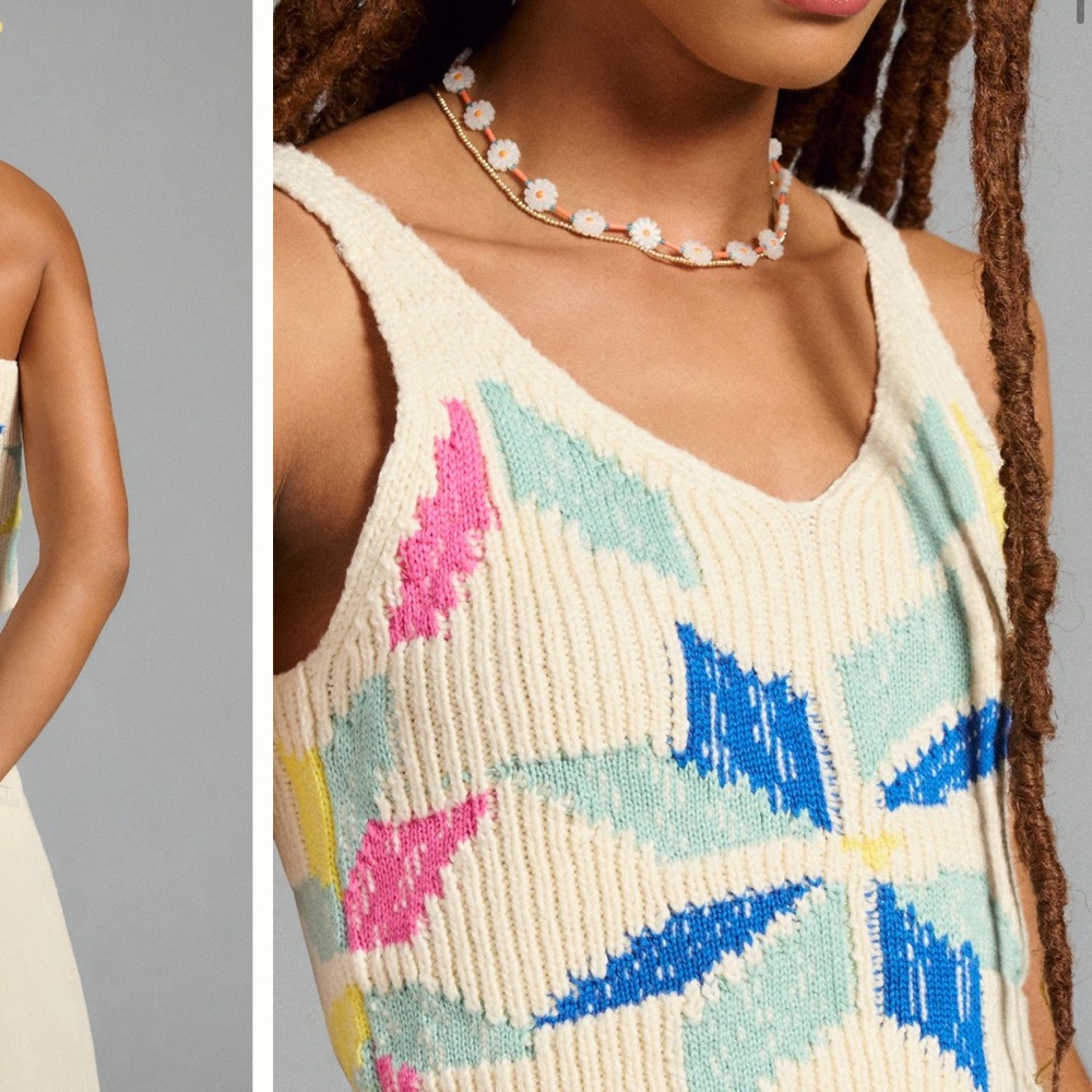 Mother Cropped Varsity All-Star Sweater Tank